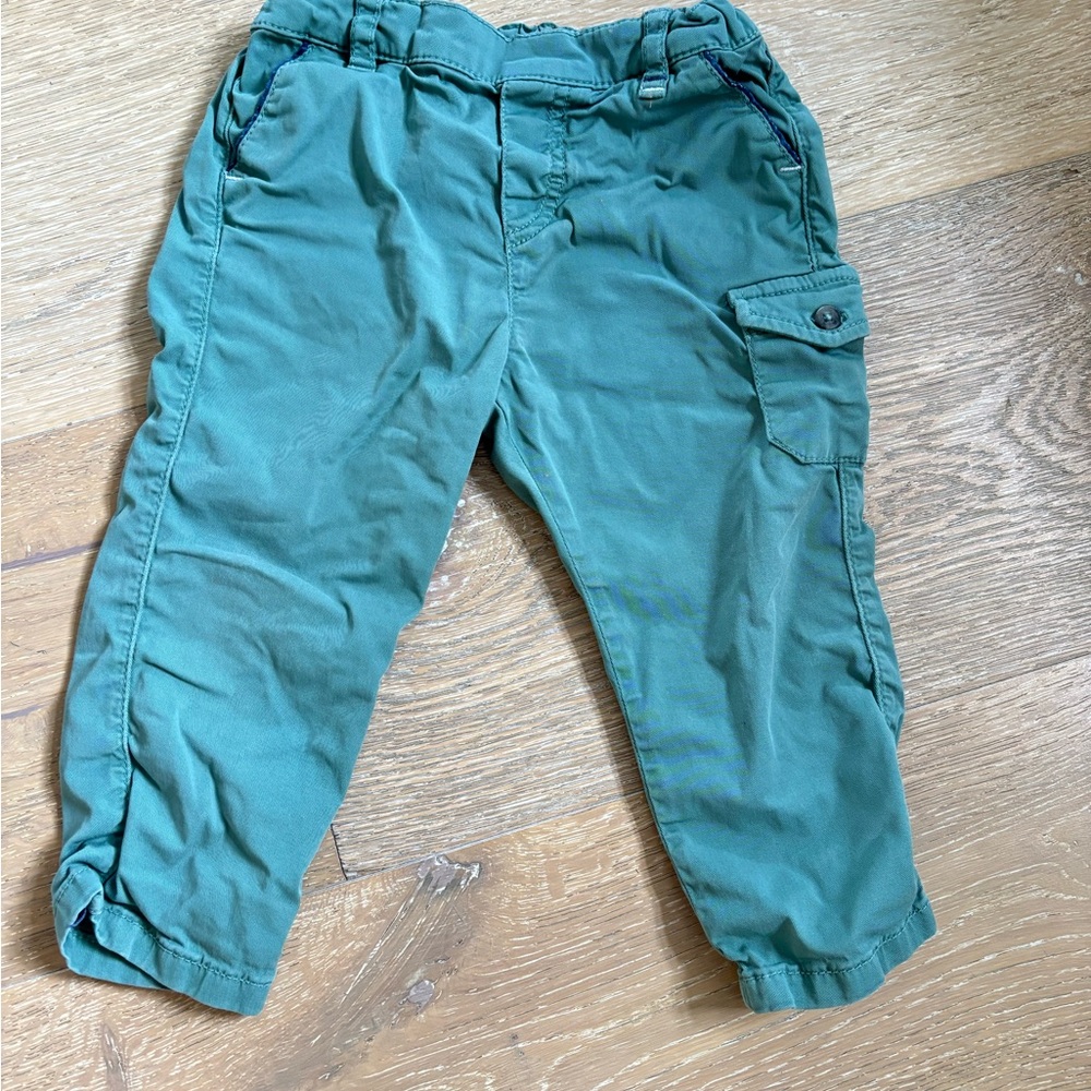 Tartine et Chocolat Green baby Cargo Pants 12m cotton